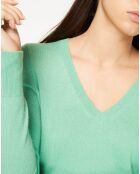 Pull 100% Cachemire Yocon col V vert