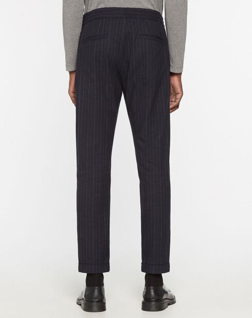 Ray marineblauwe broek van elastische wolmix met trekkoord