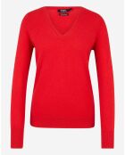 Pull 100% Cachemire Nocon col V rouge