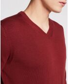 Pull en Coton Bio col V Jersey bordeaux