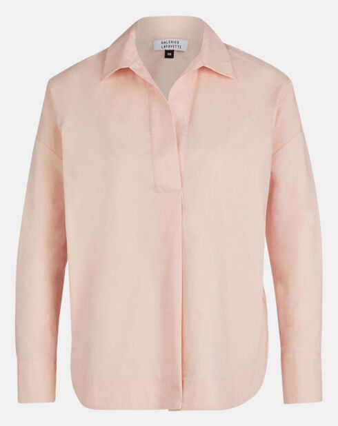 Lichtroze blouse van rokerig katoen