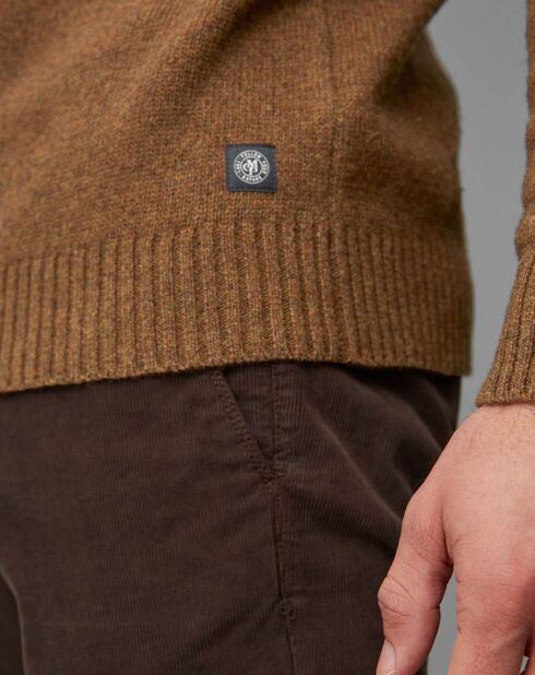 Pull Camionneur en Laine & Coton mélangés marron