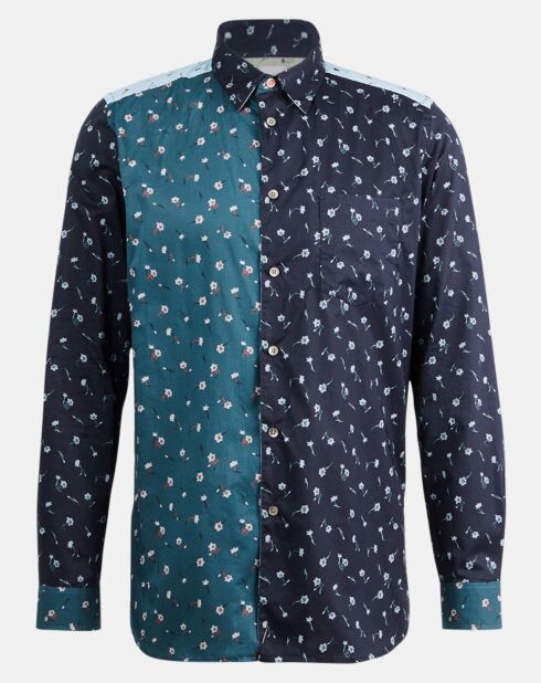 Chemise Patchwork à Fleurs bleue