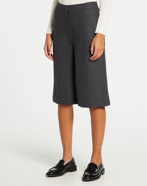 Pantalon jupe-culotte en Laine mélangée Cancun gris foncé