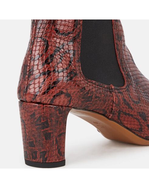 Dreami Snake Chelsea-Stiefel aus haselnussfarbenem Leder — 6 cm Absatz