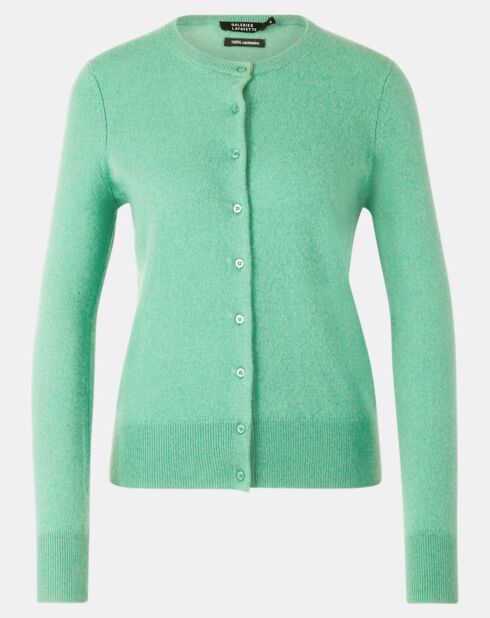 Cardigan 100% Cachemire Yacao col rond vert