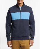 Sweat col zippé Bande bleu marine/bleu clair