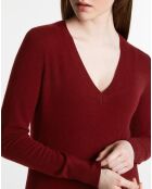 Pull 100% Cachemire Zocon col V rouge foncé