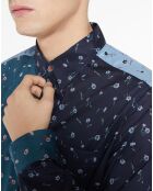 Chemise Patchwork à Fleurs bleue