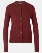 Cardigan 100% Cachemire Yacao col rond rouge foncé