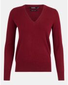 Pull 100% Cachemire Zocon col V rouge foncé