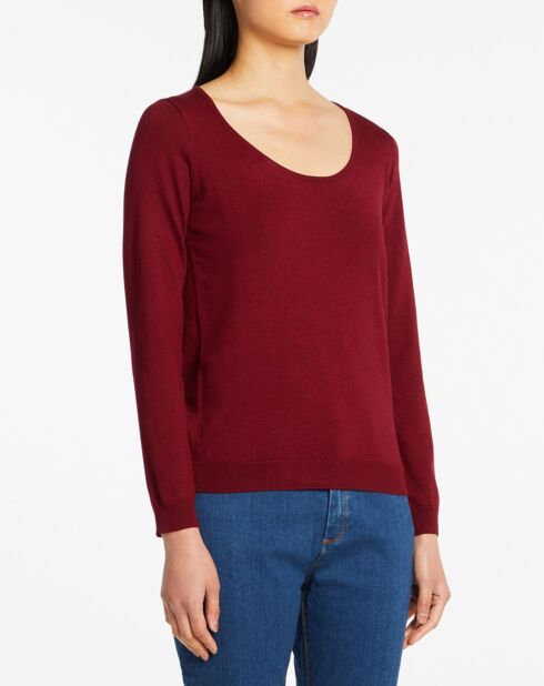 Pull en Maille fine col rond Fya bordeaux