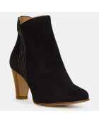 Bottines en Velours de Cuir Couture noires - Talon 8 cm