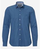 Chemise Micro Motif Velours bleu foncé