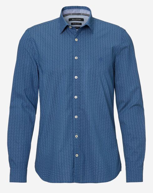 Chemise Micro Motif Velours bleu foncé