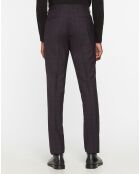 Pantalon de Costume 100% à Carreaux bordeaux/bleu