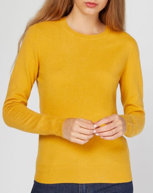 Pull 100% Cachemire Nabri col rond jaune