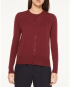 Cardigan 100% Cachemire Yacao col rond rouge foncé