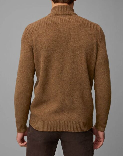 Pull Camionneur en Laine & Coton mélangés marron