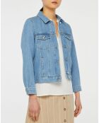 Veste en jean courte bleu moyen