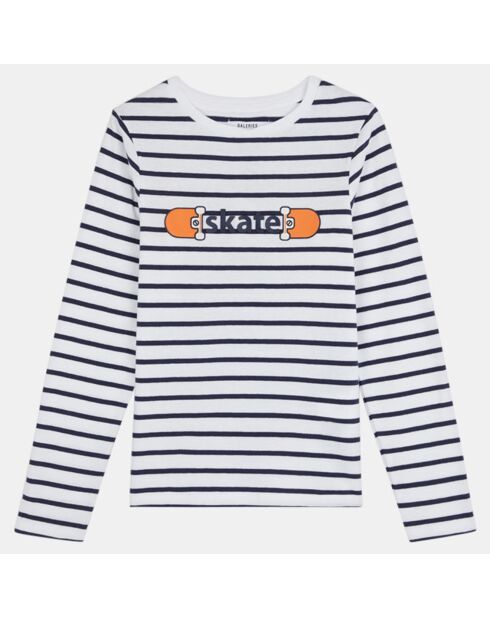 Pull marinière en Coton bio bleu marine