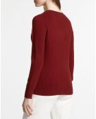 Pull 100% Cachemire Zocon col V rouge foncé