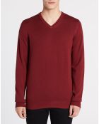 Pull en Coton Bio col V Jersey bordeaux