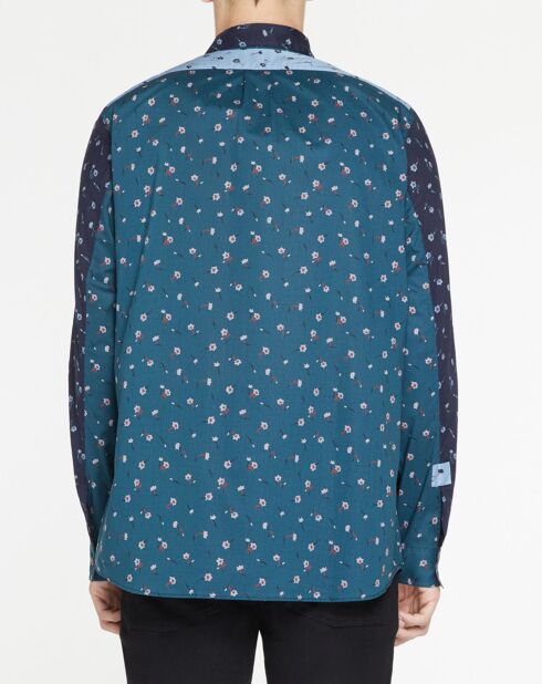 Chemise Patchwork à Fleurs bleue