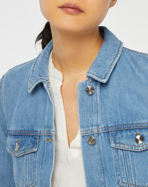 Veste en jean courte bleu moyen