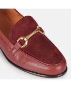 Mocassins bi-matières en Cuir à mors bordeaux