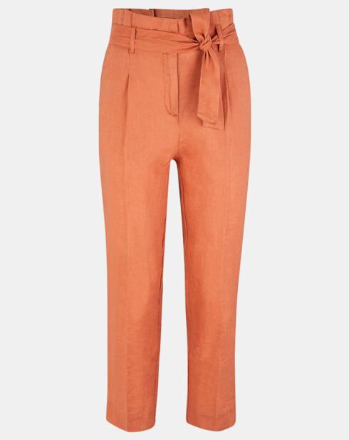 Pantalon carotte en 100% Lin rouille