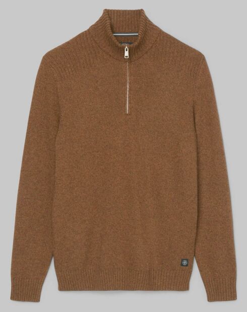 Pull Camionneur en Laine & Coton mélangés marron