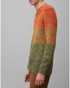 Pull Coton Mouliné orange/vert