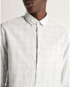 Chemise droite à carreaux blanc/beige clair