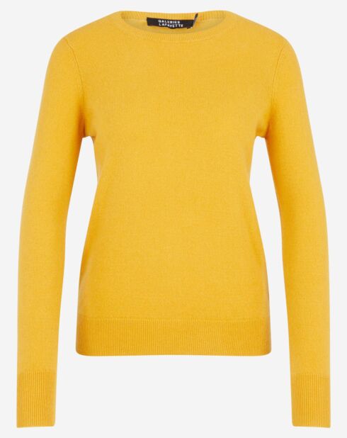 Pull 100% Cachemire Nabri col rond jaune