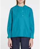 Blouse droite en Coton Genoise bleu moyen