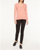 Pull 100% Cachemire Yocon col V rose