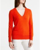 Pull 100% Cachemire Zocon col V orange