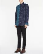 Chemise Patchwork à Fleurs bleue