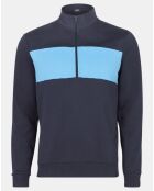 Sweat col zippé Bande bleu marine/bleu clair