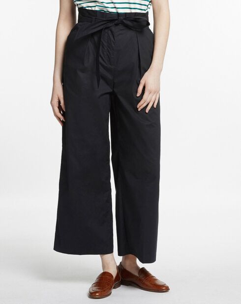 Pantalon paperbag en Coton Gregoria bleu marine