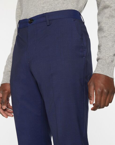 Pantalon de Costume en Laine mélangée Uni bleu