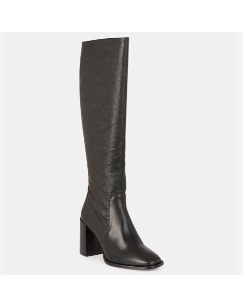 Bottes en Cuir grainé noires - Talon 9 cm