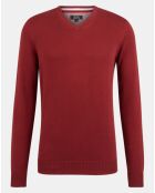 Pull en Coton Bio col V Jersey bordeaux