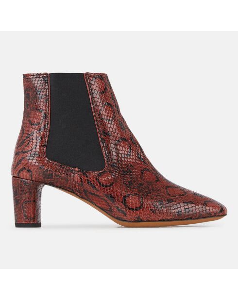 Dreami Snake Chelsea-Stiefel aus haselnussfarbenem Leder — 6 cm Absatz