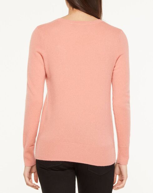 Pull 100% Cachemire Yocon col V rose