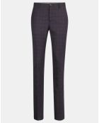 Pantalon de Costume 100% à Carreaux bordeaux/bleu