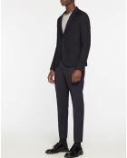 Veste en Laine & Cachemire mélangés Unlined Gauffre bleu nuit