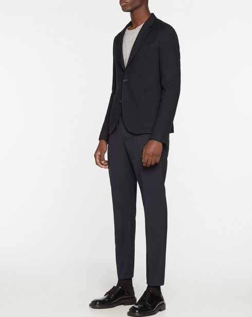 Veste en Laine & Cachemire mélangés Unlined Gauffre bleu nuit