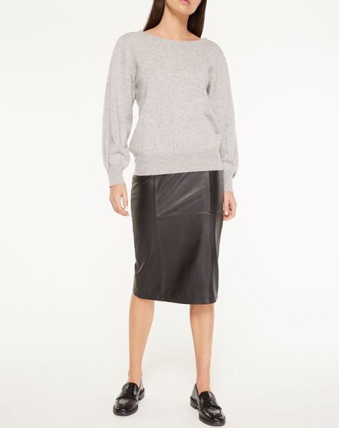 Pull 100% Cachemire Yoshi noeud au dos col bateau gris clair
